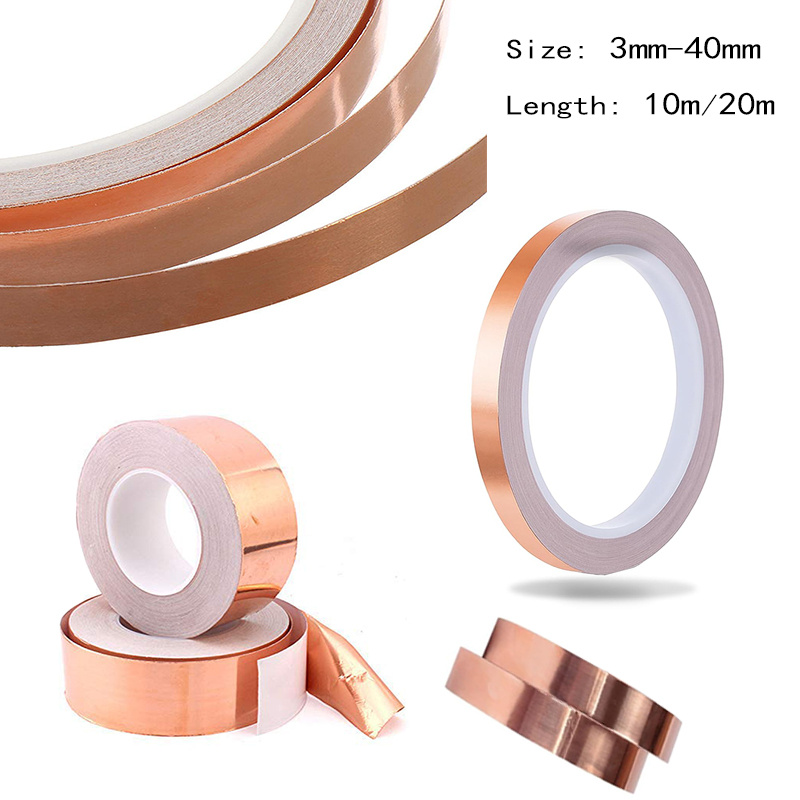 10/20m Coppers Foil Tape Conductive Adhesive EMI Shielding Snail Tape DIY Circuit Repair Electrical Maintenance Self-Adhesive