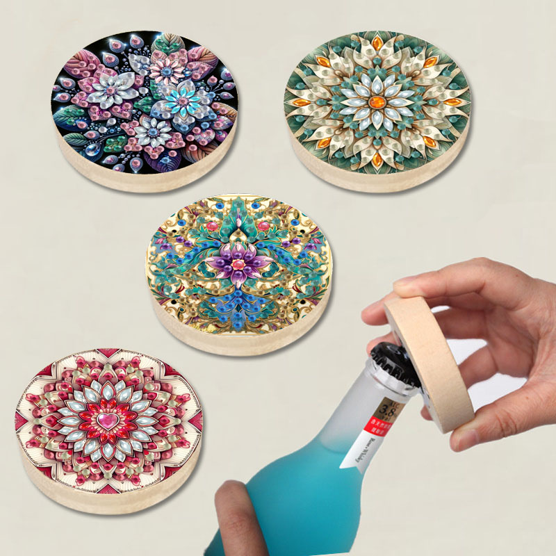 1pc Flower Bottle Opener DIY Diamond Painting Art set Bottle Cap Opener Special shape crystal artificial diamond Mosaic process pen gpt
