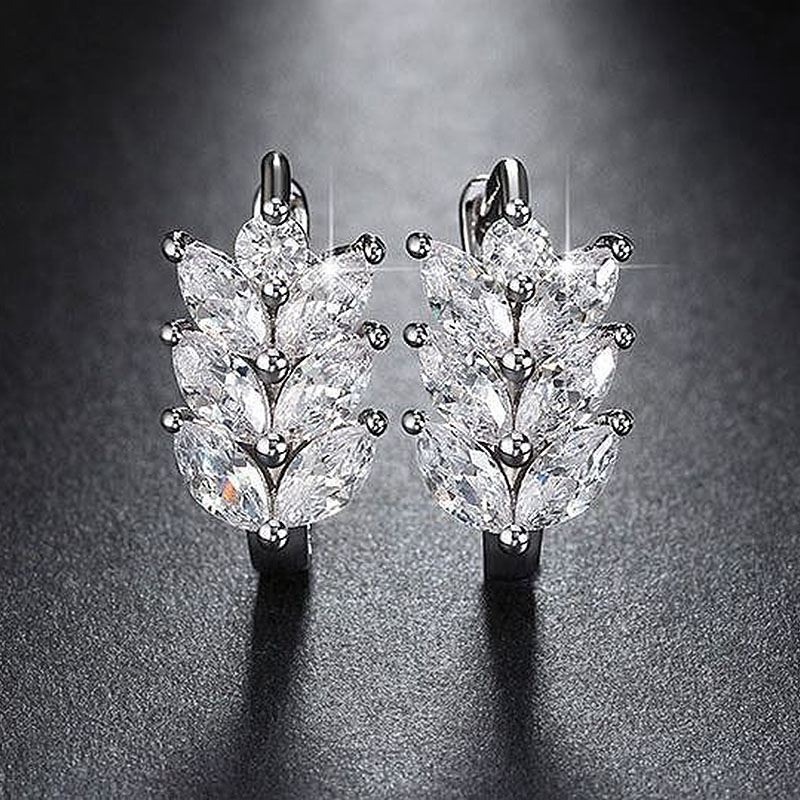 Huitan Elegant Simple Style Women Hoop Earrings with Shiny Marquise Shaped Cubic Zirconia for Wedding Party Accessories Jewelry