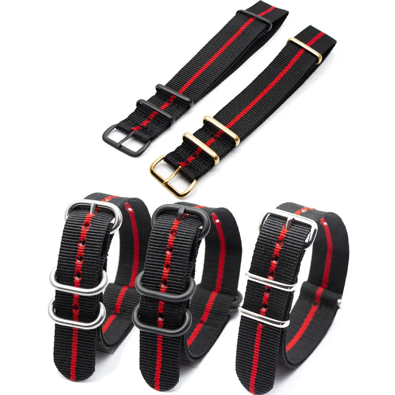 Hot Soft Breathable Nylon Strap Watch Replacement Belt Men's 18mm 20mm 22mm 24mm Sports Watch Band for Adjustable Buckle