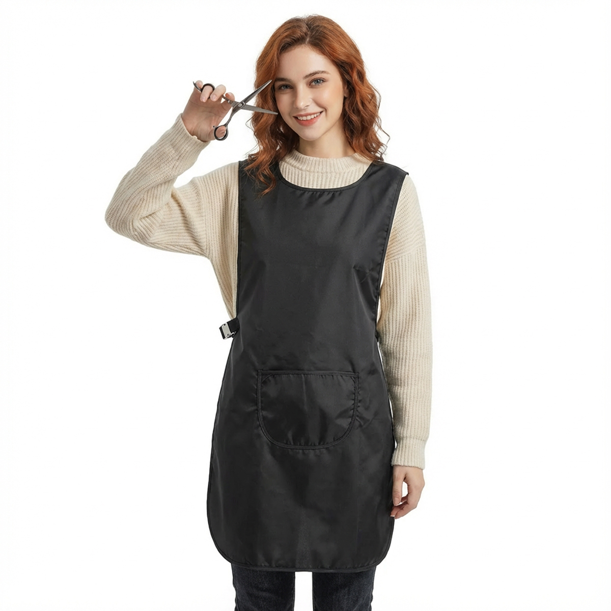 Professional Black Salon Apron for Hair Stylists Adjustable Lightweight Anti Stain Dust Proof Barber Smock