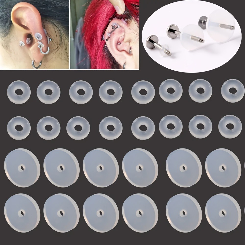 10pcs Soft Silicone O-Ring Piercing Discs Anti-Hyperplasia Sagging for Nose & Ear Cartilage for Casual Attire Parties