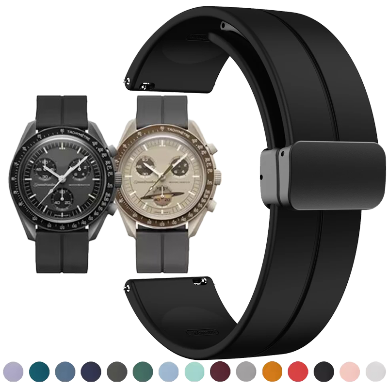 Silicone Strap for Swatch X joint MoonSwatch 20mm 22mm Metal Magnetic Band Soft Waterproof WatchBand Men Women Bracelet