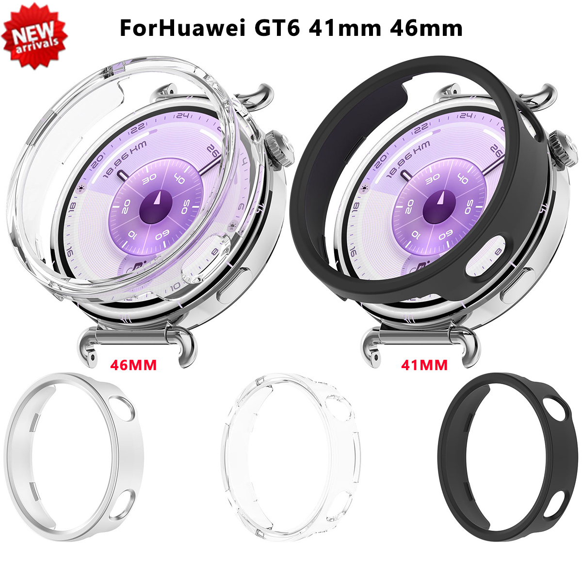 New PC Hollow Case For Watch GT 6 41mm SmartWatch Cover Protector Cover for Watch GT6 46mm Protective Accessores