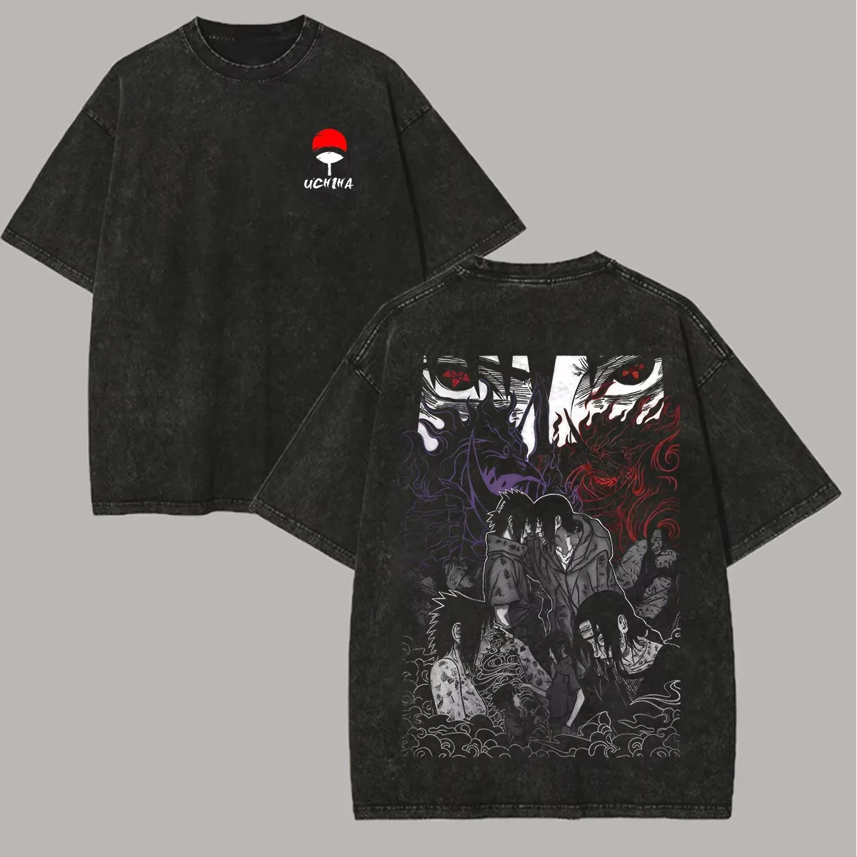 Naruto Itachi Sasuke Shirt Uchiha Sharingan Brothers 2026 Summer New Retro Style Urban Anime Retro Men's Clothing Street Y2k