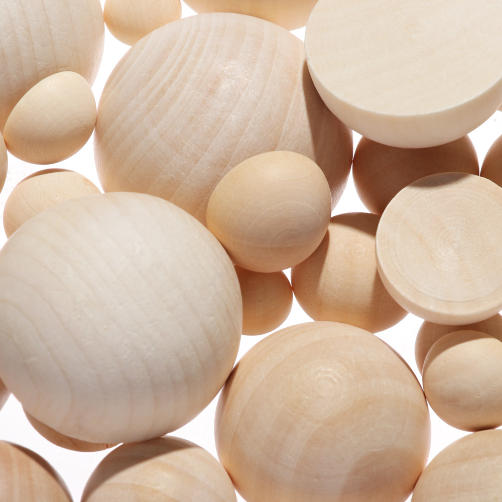 Natural Half Wooden Beads Wood Half-faced Split Round Balls For DIY Jewelry Making Unfinished Accessories Graffiti