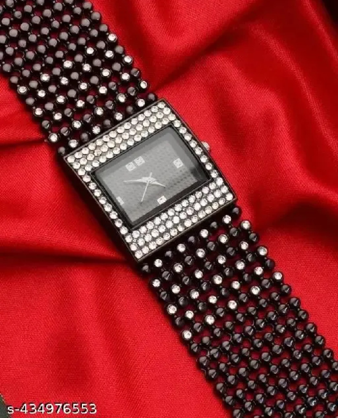 Diamond-Studded Dial Women's Bracelet Style
Black Wrist Watch
