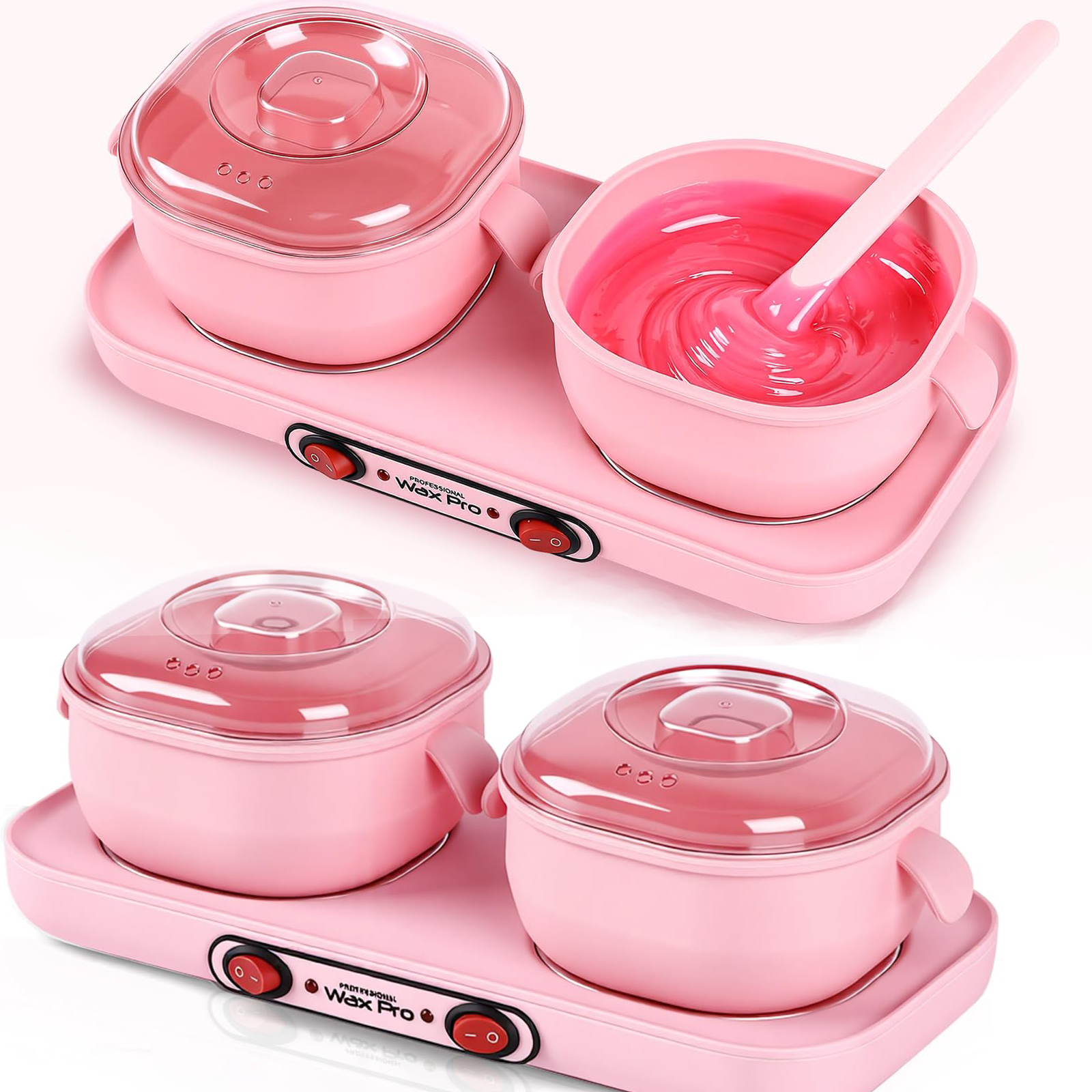 Silicone Wax Warmer for Hair Removal Double Women Waxing Kit Home Salon Hot Wax Pot Heater Machine for Body, Leg, Arms, Bikini