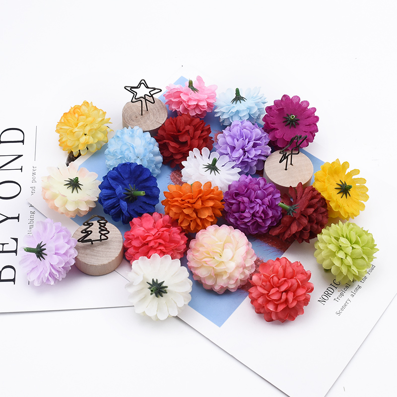 30Pcs Artificial Flower Pingpong chrysanthemum for Wedding Wall Christmas Home Decoration Diy Gift wreath Hot sales high quality