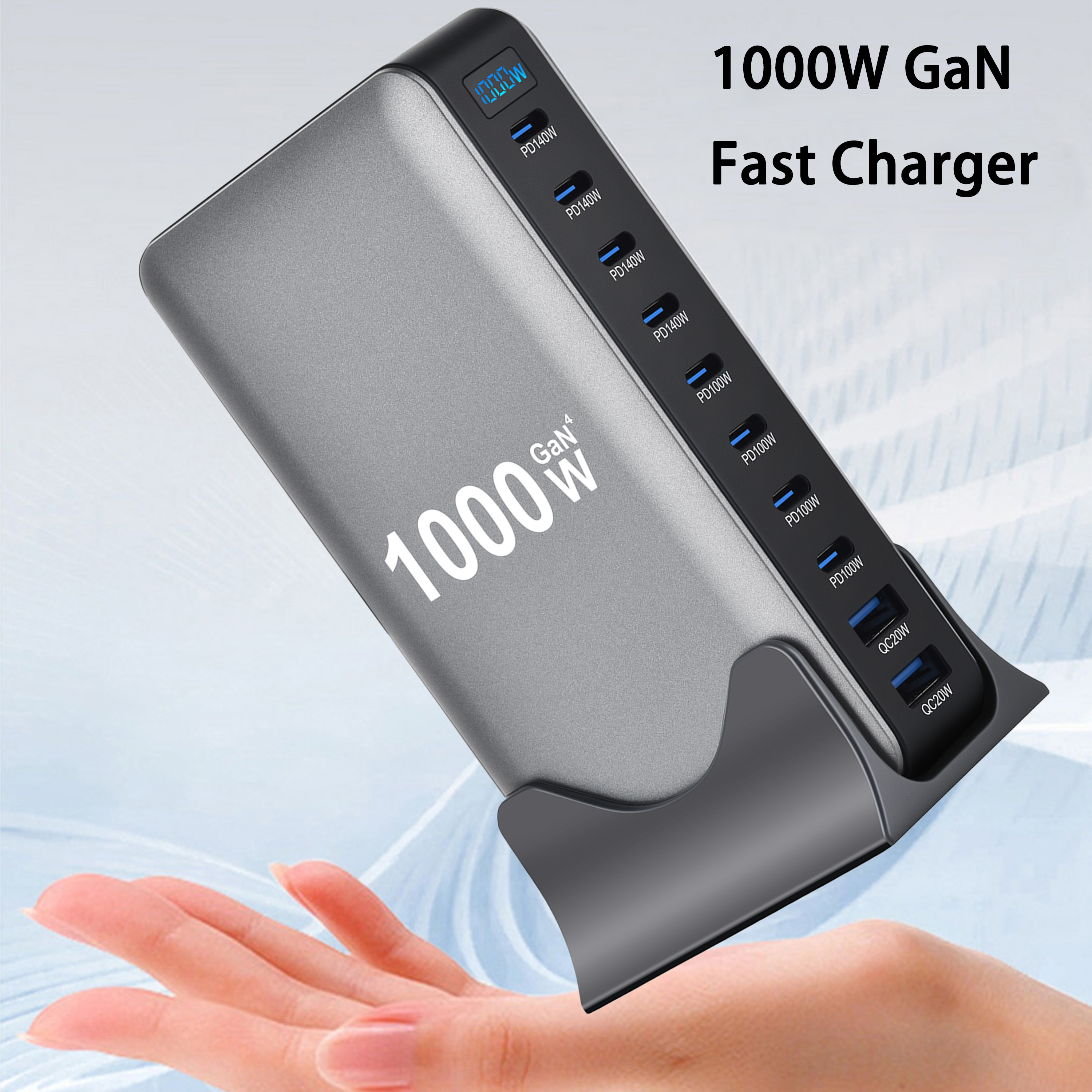 1000W GaN Fast Charging Station 10-Port PD3.1TYPE C 140W Fast Desktop Charger for iPhone For Dropshipping