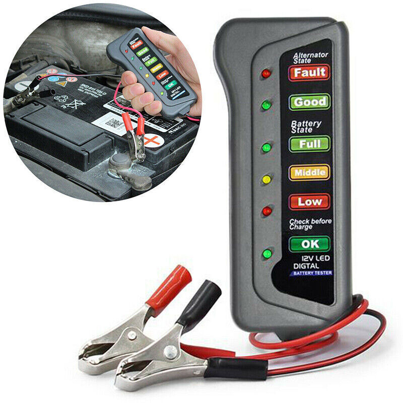 Mini 12V Car Battery Tester Digital Alternator Tester 6 LED Lights Display Car Diagnostic Tool Auto Battery Tester Analyzer