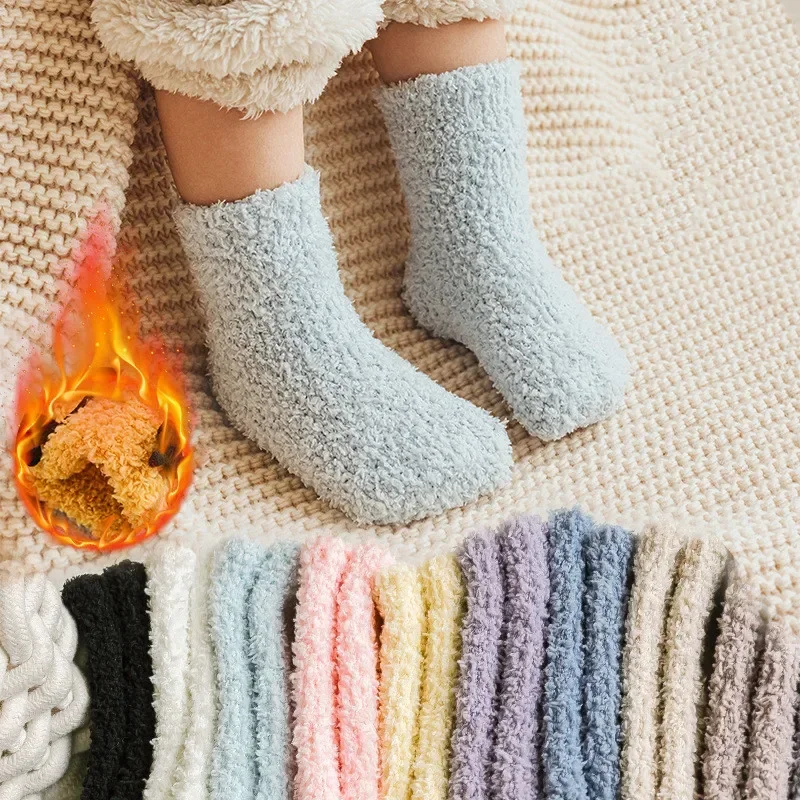Lawadka Winter Newborn Baby Girl Boy Socks Anti Slip Coral Fleece Toddler Socks For Girls Boys Thick Warm Infant Baby Sock 0-3Y