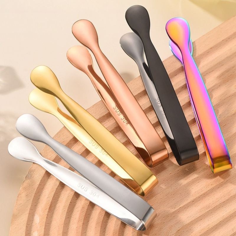 11cm 304 Stainless Steel Ice Tongs, Bar Tool Clip for Sugar Cubes, Food, Rustproof & Smooth Edges, Kitchen & Party Essential
