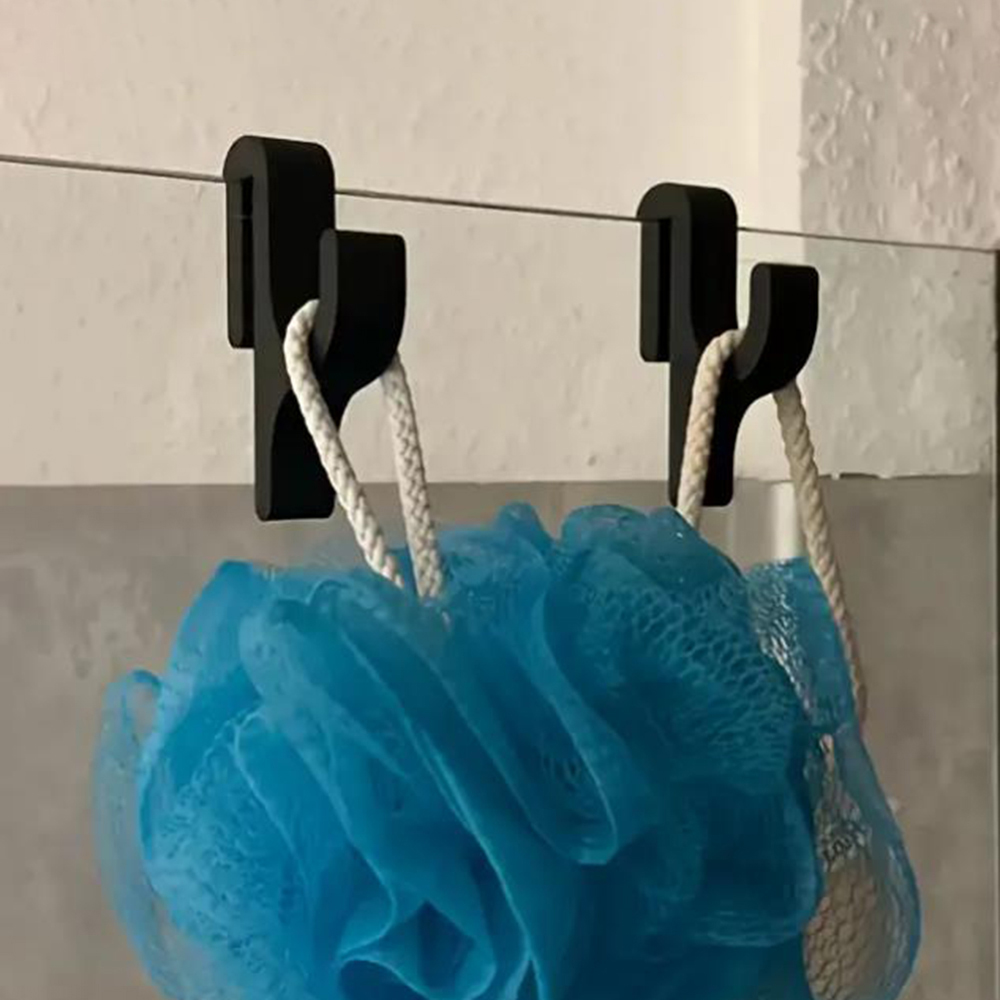 2Pcs Bathroom Hooks Multifunctional Bathroom Towel Hooks Portable Towel Hooks for Bathroom Glass Doors Movable Robe Hooks S004030