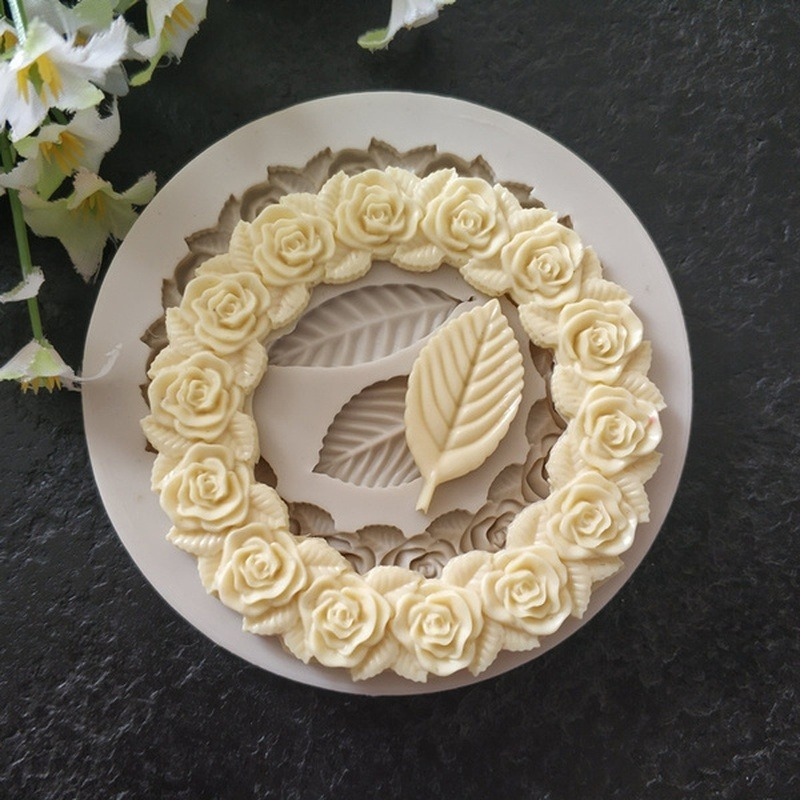 Rose Garland Form Silicone Fondant Mold For Wedding Cake Decorating Valentine'S DIY 3D Chocolate Cookie Baking Mould