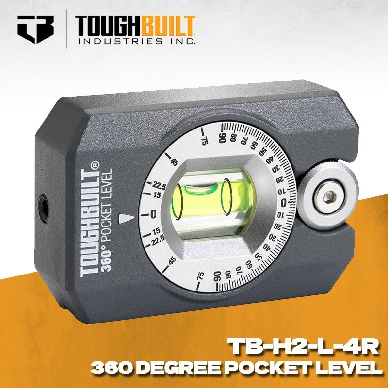TOUGHBUILT TB-H2-L-4R 360° Pocket Level Portable Mini Level Tool High Precision Spirit Level for Construction Work