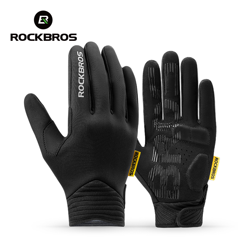 ROCKBROS Cycling Bike Gloves Touch Screen Windproof Long Gloves Bicycle Warm Full Finger Autumn Motorcycle Bike Gloves