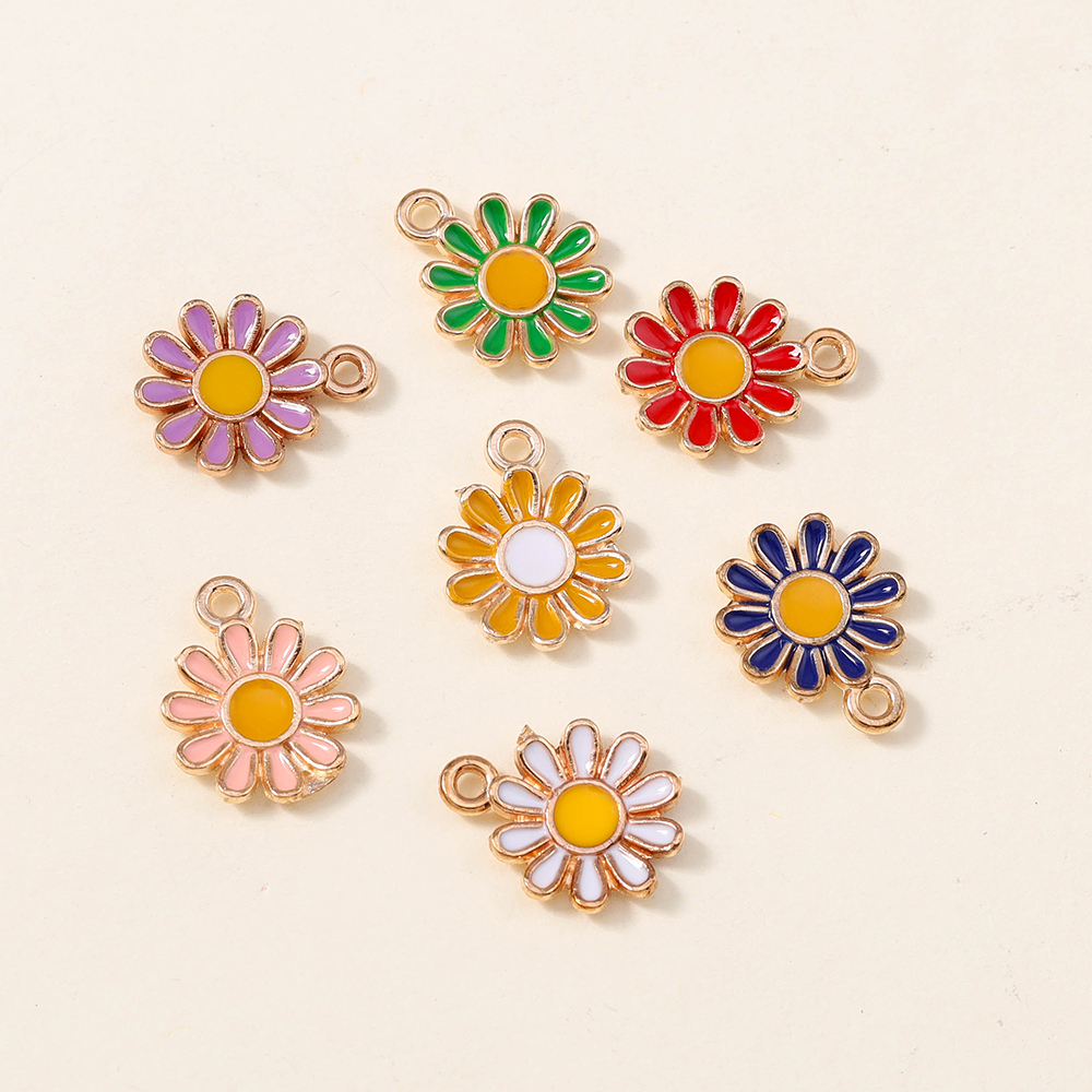 10pcs Cute Flowers Charms for Dangle Earrings Bracelet Colorful Daisy Flowers Pendants DIY Jewelry Making pen gpt