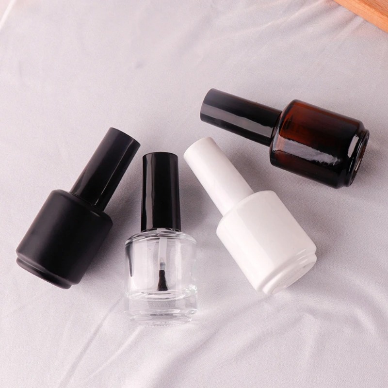 12 Pieces 13ml Empty Nail Polish Bottles Cosmetic Container Clear Glass Bottle With Brush Lid