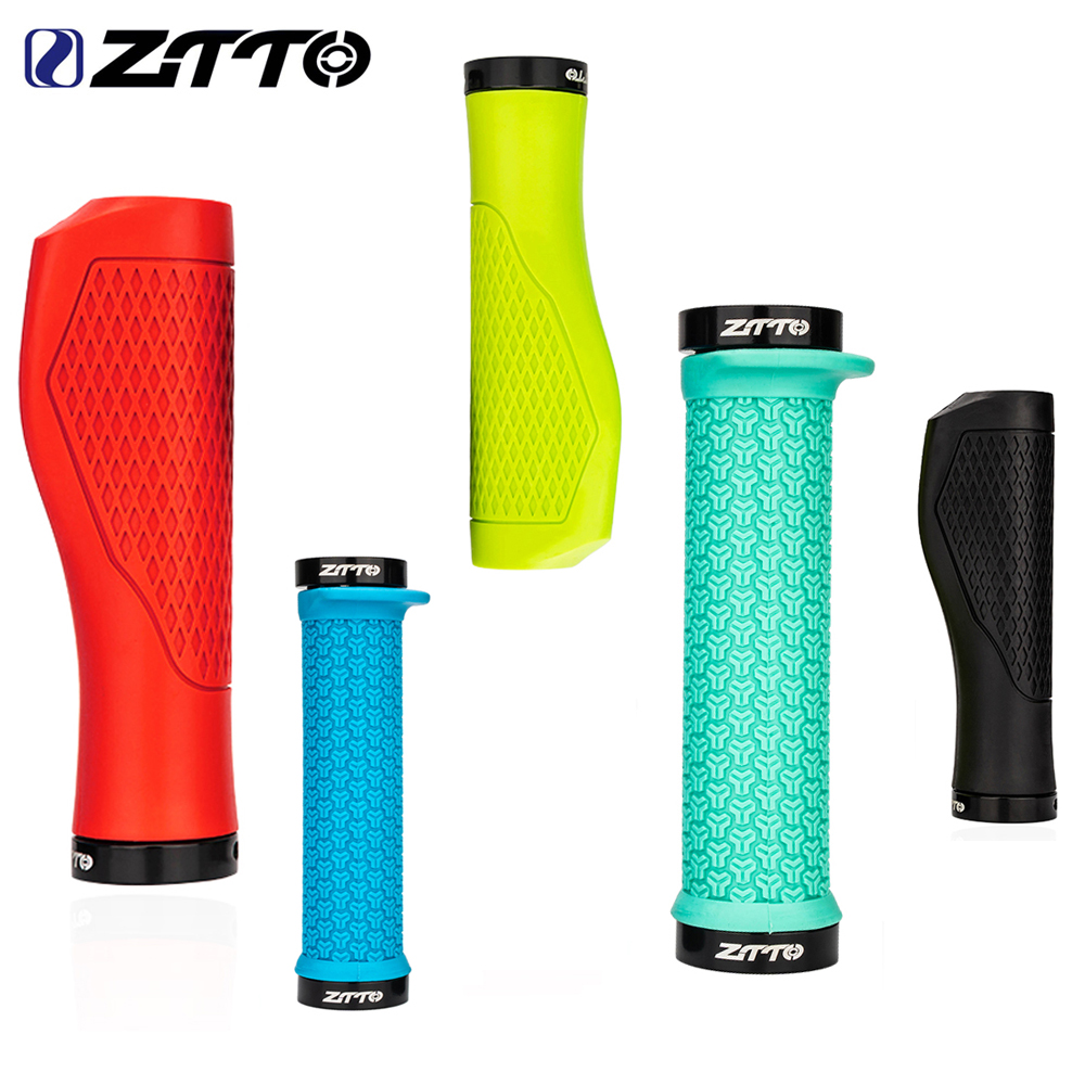 ZTTO MTB Dual Lock Bicycle Grips Soft No-Slip Mountain Bike Handlebar Grip Tighten Locking Ring With Bar End