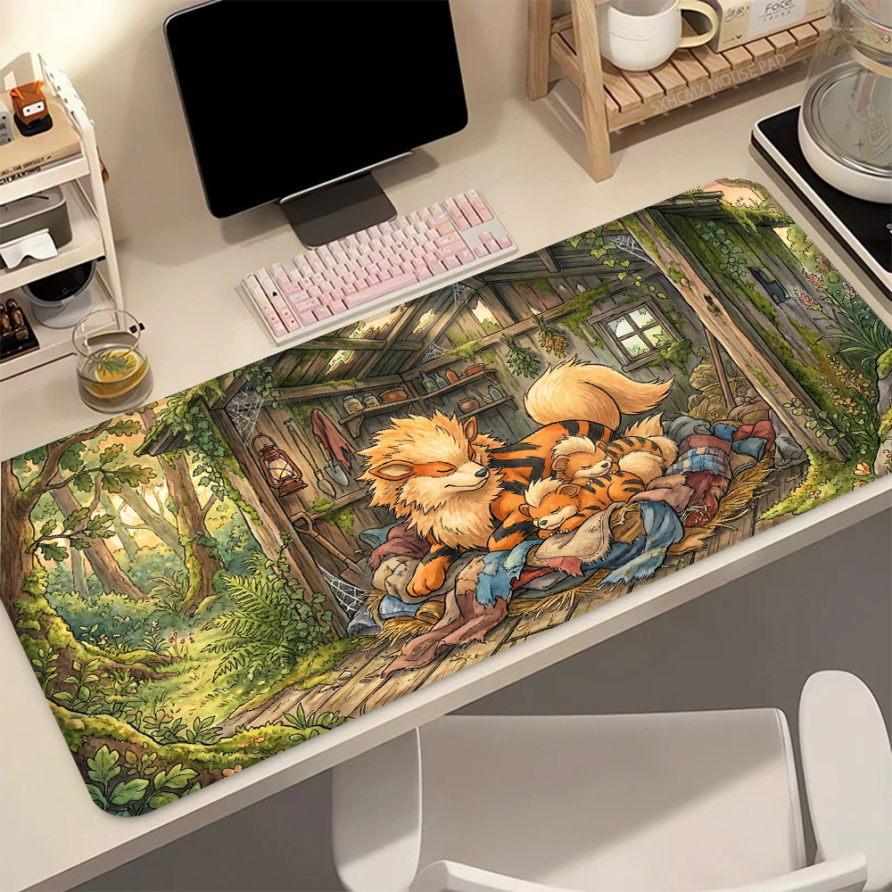 Cute Cartoon Mouse Pad Kawaii Anime P-Pokemon Arcanine Desk Mat Soft Smooth Table Pad for Office Laptop Computer for Desktop