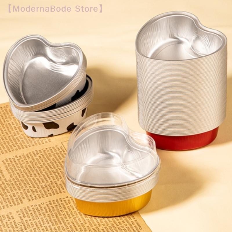 【M】1Pc Heart Shape Aluminum Foil Cups, Non-Stick Baking Molds for Air Fryer Oven, Mini Cake Cup Pudding Dessert Kitchen Tools