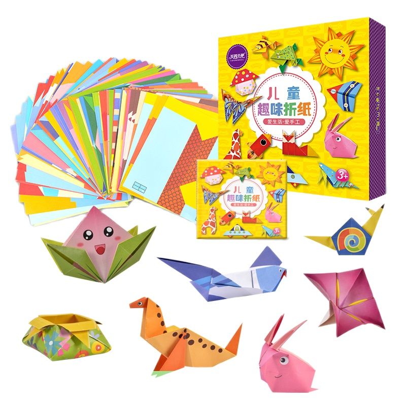 New 108 Sheets Children Origami Book Cute Animals Pattern 3D Puzzle DIY Handmade 3D Origami Guide Books