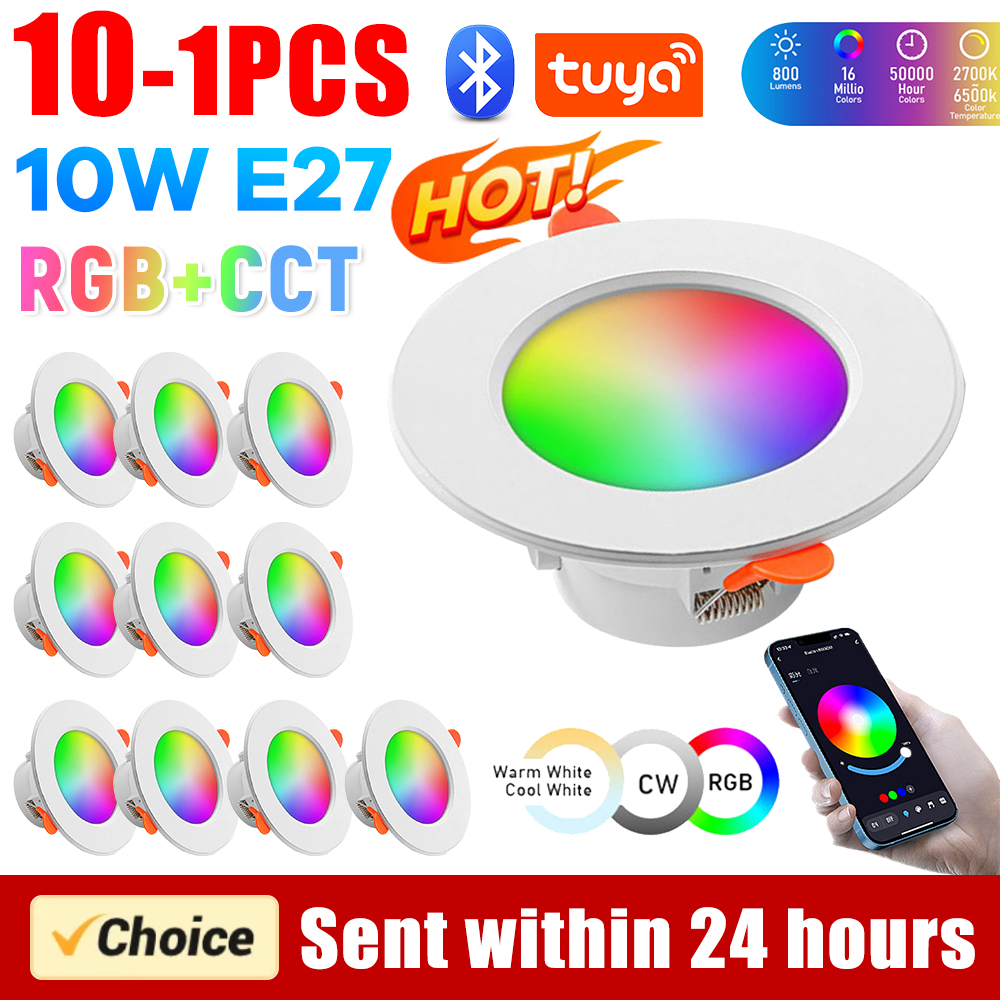 1-10 PCS LED Downlight Smart Life Dimming Spot Bluetooth lamp 10W RGB+CW+WW Change Warm Cool light Work with Alexa Google Home lightify