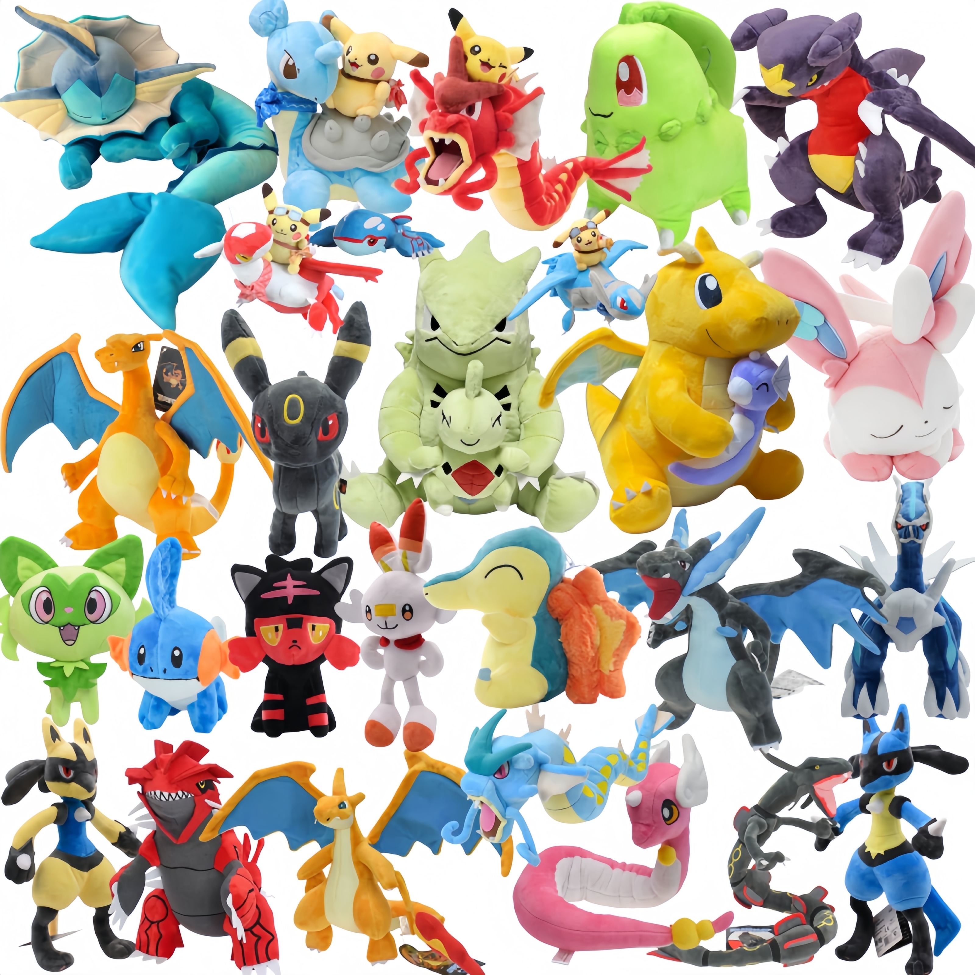 Pokemon Tyranitar Plush Dragonite Vaporeon Charizard Plush Peluche Toy Gyarados Lapras Gengar Garchomp Plush Doll Cyndaquil Toy