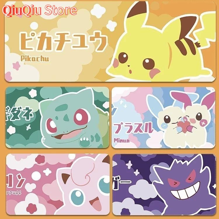 Cute Mouse Pad Pokemon Go Pikachu Psyduck Squirtle Gengar Cartoon Extra Large Thickened Computer Keyboard Desk Mat for Adults Ki