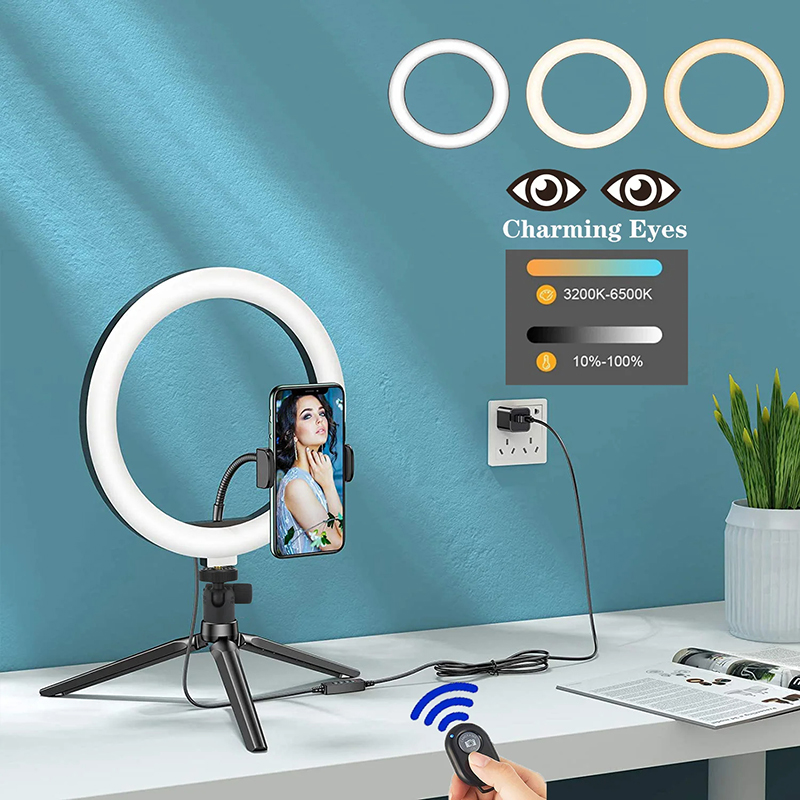 33cm LED Selfie Ring Light USB Dimmable Round Fill Lamp Photography Remote Fill Lighting with tripod for Youtube Video Live Lamp
