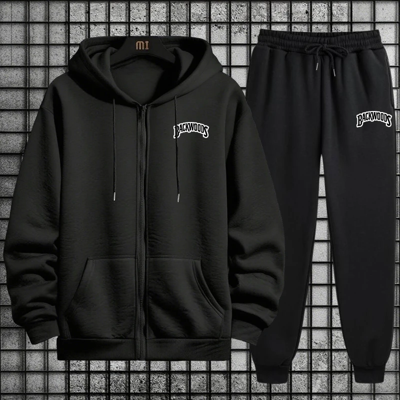 Men Tracksuit Set Athletic Lightweight Stretchy Single Zip Up Hoodie & Single Sports Pants 2026 Spring Casual Daily Sportswear