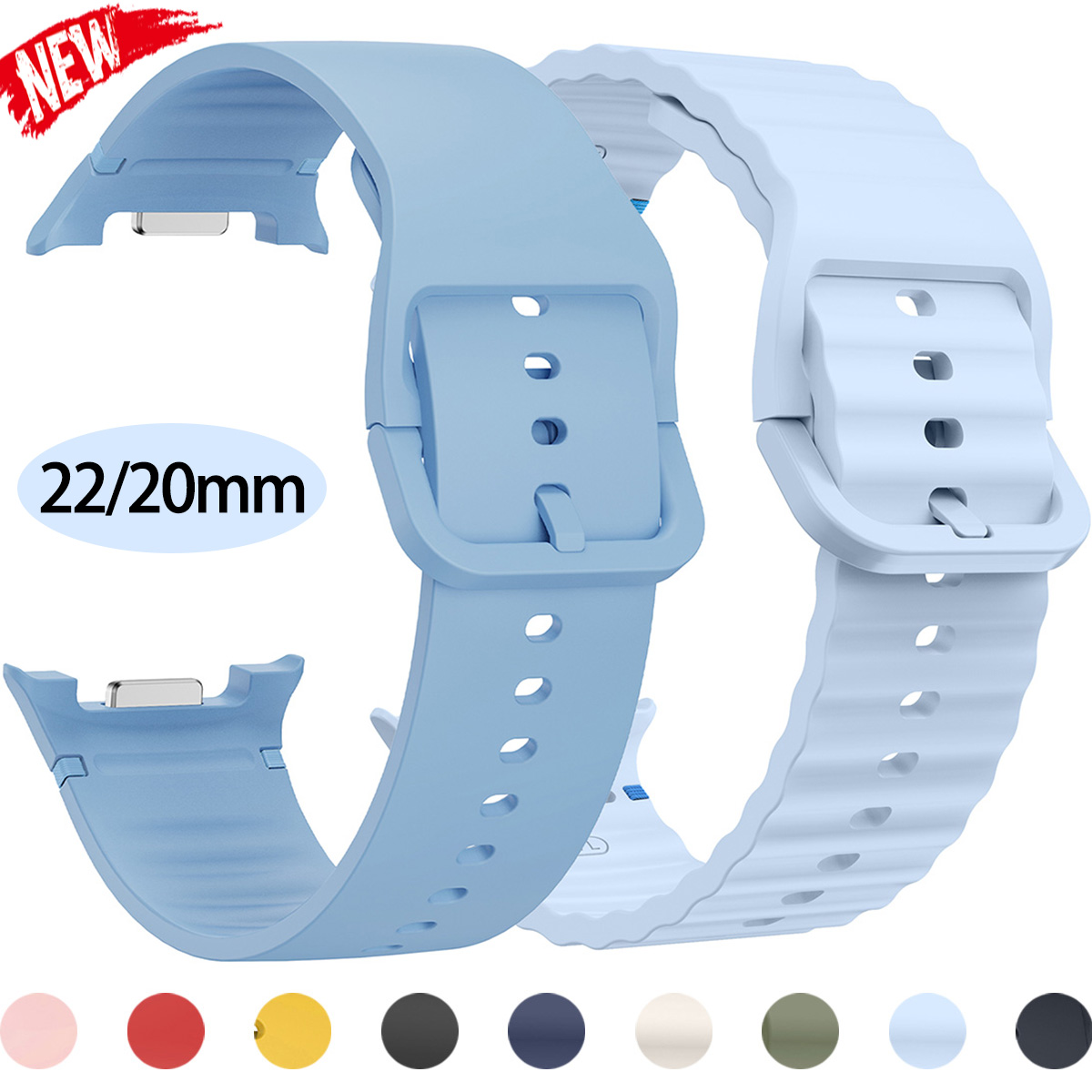 2PCS Strap 20mm/22mm for Samsung galaxy watch 8 40 44mm/8 classic 46mm Official Sport Band for galaxy 8 classic 46mm Bracelet