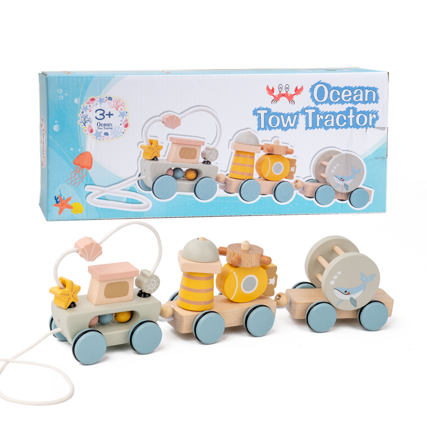Wooden Stacking Train Toy Wooden Sorting Building Blocks Fine Motor Montessori Early Learning Toy for Toddlers Boys Girls