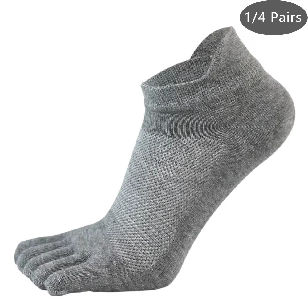 1/5 Pairs Summer Toe Ankle Socks Cotton Colorful Mesh Breathable Shallow Mouth Sweat-Absorbing Deodorant No Show 5 Finger Socks