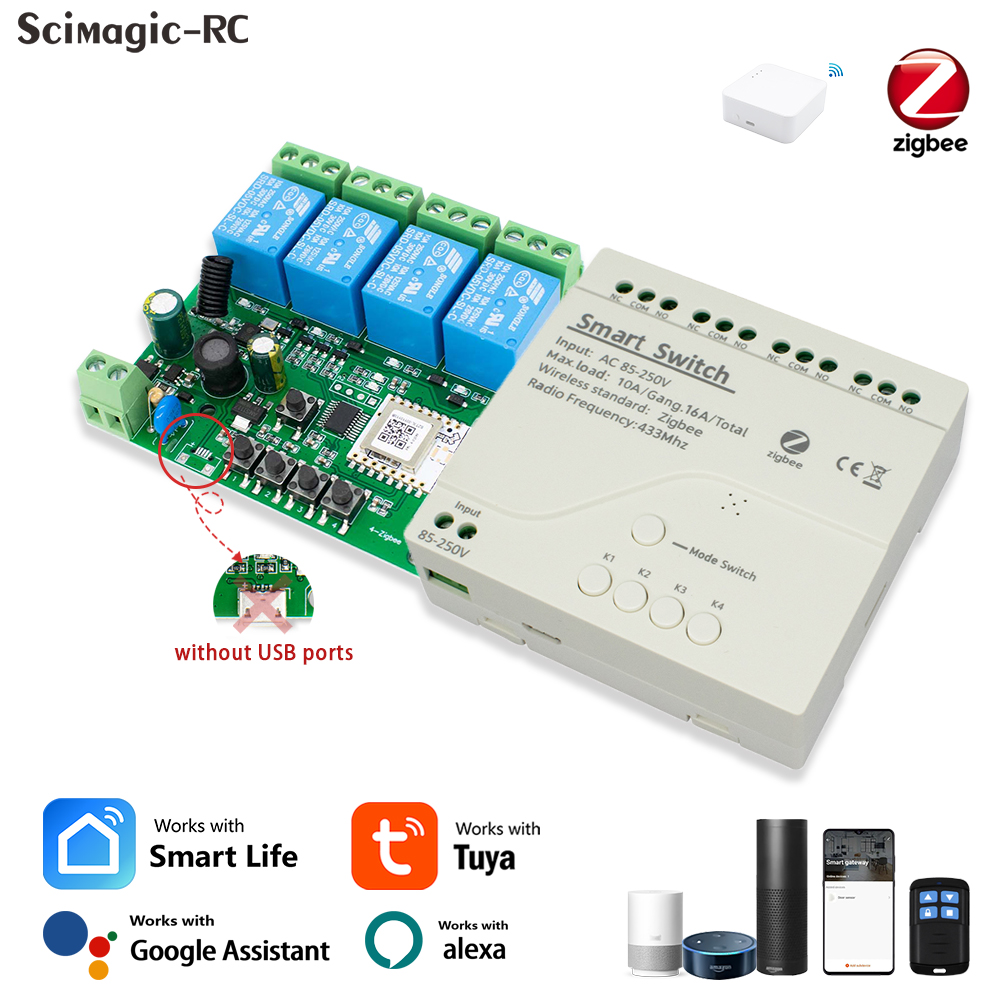 1CH Zigbee Tuya Smart Relay Switch Module AC/DC 7-32V RF/APP Wireless Remote Control Smart Home Works Alexa Assistant