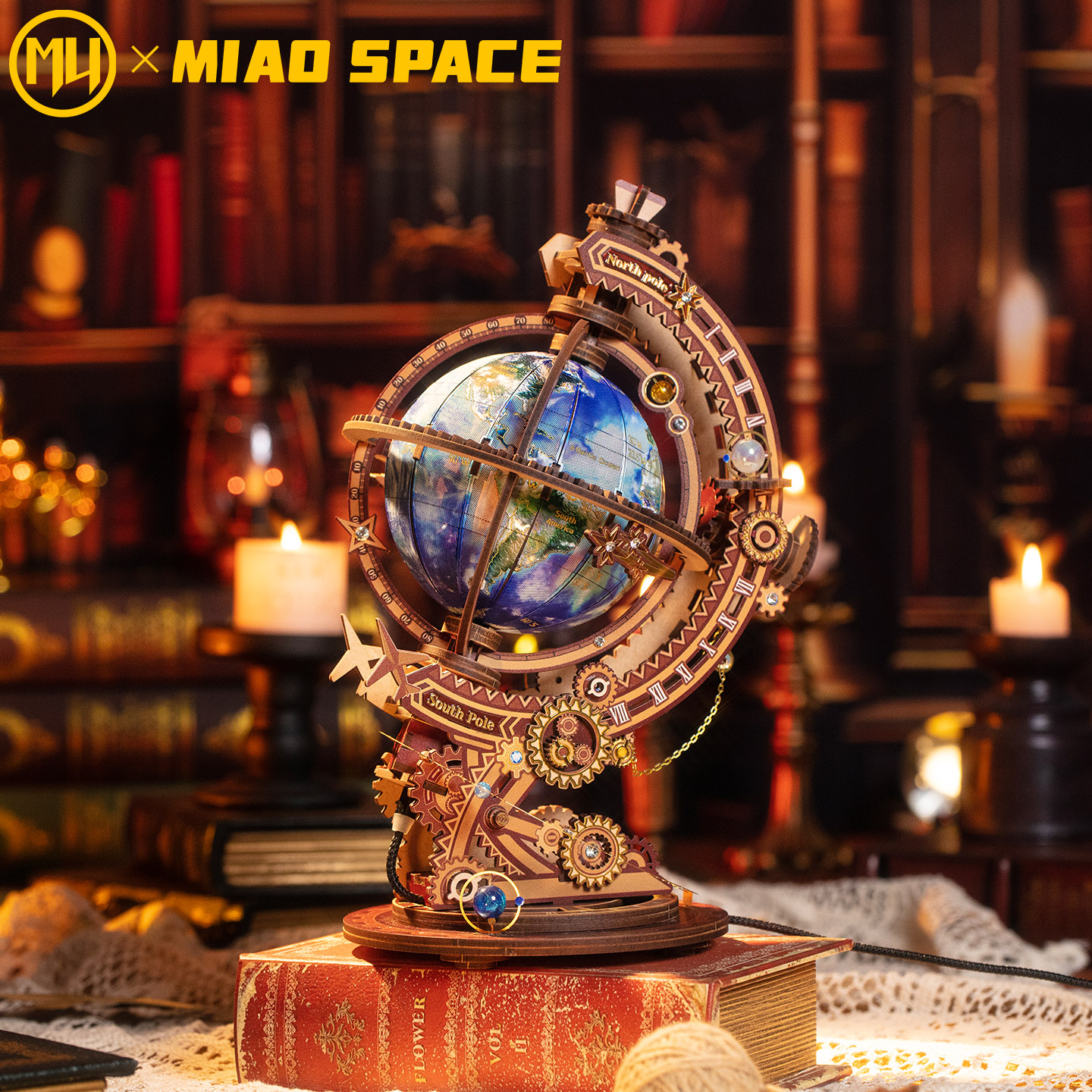 MU Planetary Secret Realm Globe 3D Metal Puzzle DIY Handcraft Educational Puzzle Toy Desktop Office Decor Stress Relief