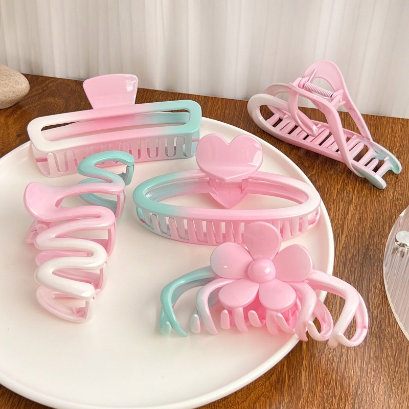 Pink Green Color Change -2025 Spring/Summer New Elegant Women's Hair Clip, Back of Head Shark Clip, Exquisite Hairpin