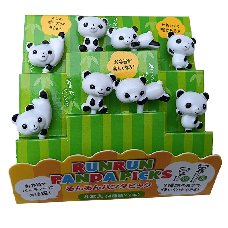 8pcs/set Mini Cartoon Panda Fruit Fork Kids Snack Dessert Pick Cake Bento Lunches Party Decoration Cute Forks