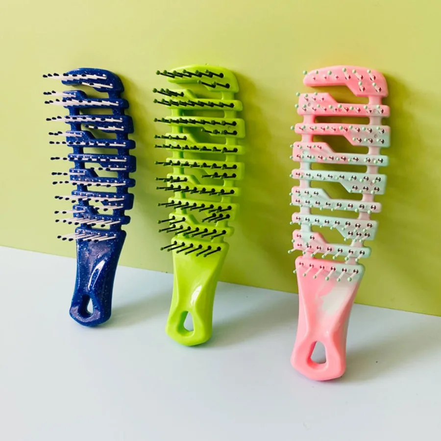 Mini Cutout Rib Comb Smooth Hair Comb Leather Massage Large Curved Comb Gradient Fluffy Styling Comb