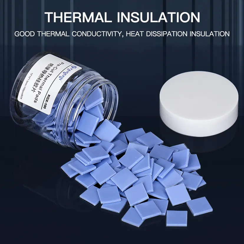 100PCS Conductive Silicone Pad Non Conductive 12x12x1.5mm Silicone Grease Thermal Pad Fast Heat Dissipation for GPU CPU Repair