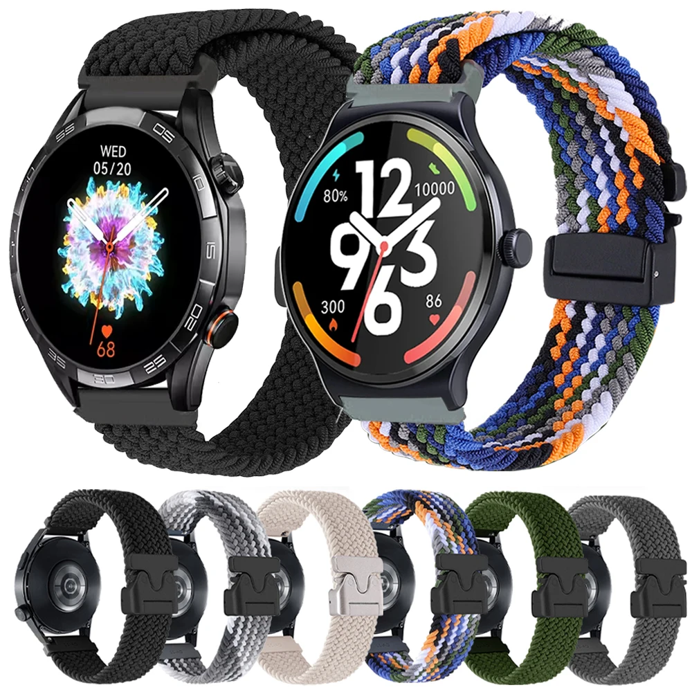 Braided Loop Strap For Haylou watch R8 S8 S6/LS02/Watch 2 Pro/Solar Plus RT3/RS4 Plus/Solar 5 Lite 20 22mm Elastic Solo bracelet