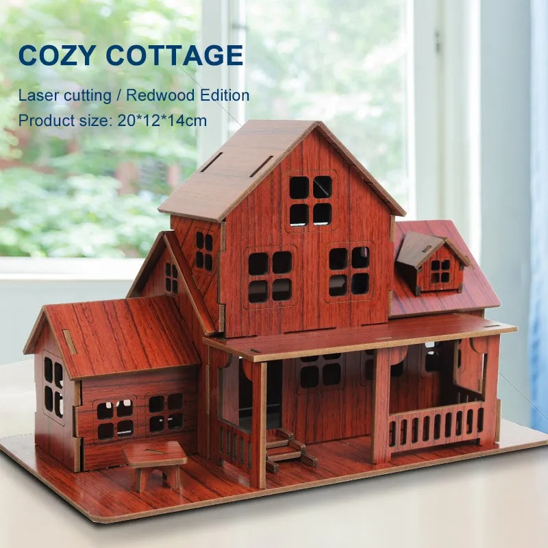 3D Wooden Puzzle Model GamesCozy Cottage DIY Handmade Mechanical wooden house for Kids Kit Mechanical деревянный конструк