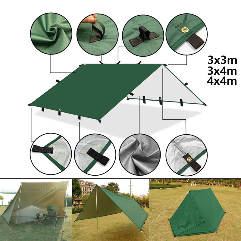 19 Hang Points Tent Tarp Survival Sun Shelter Shade Canopy Outdoor Backpacking Waterproof Camping Awning SunShade