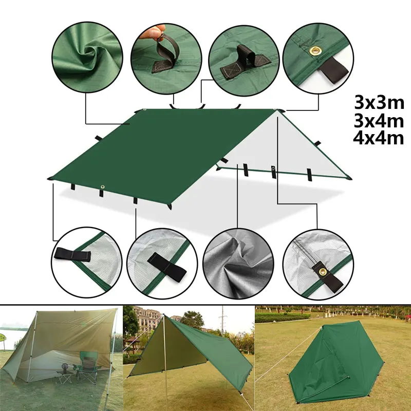 19 Hang Points Tent Tarp Survival Sun Shelter Shade Canopy Outdoor Backpacking Waterproof Camping Awning SunShade