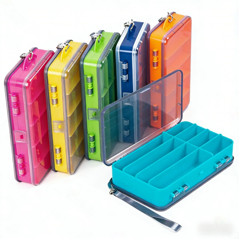 Large Capacity Multifunctional Fishing Tool Box Portable Waterproof Lure Accessories Storage Box Double-Sided Transparent Fishin