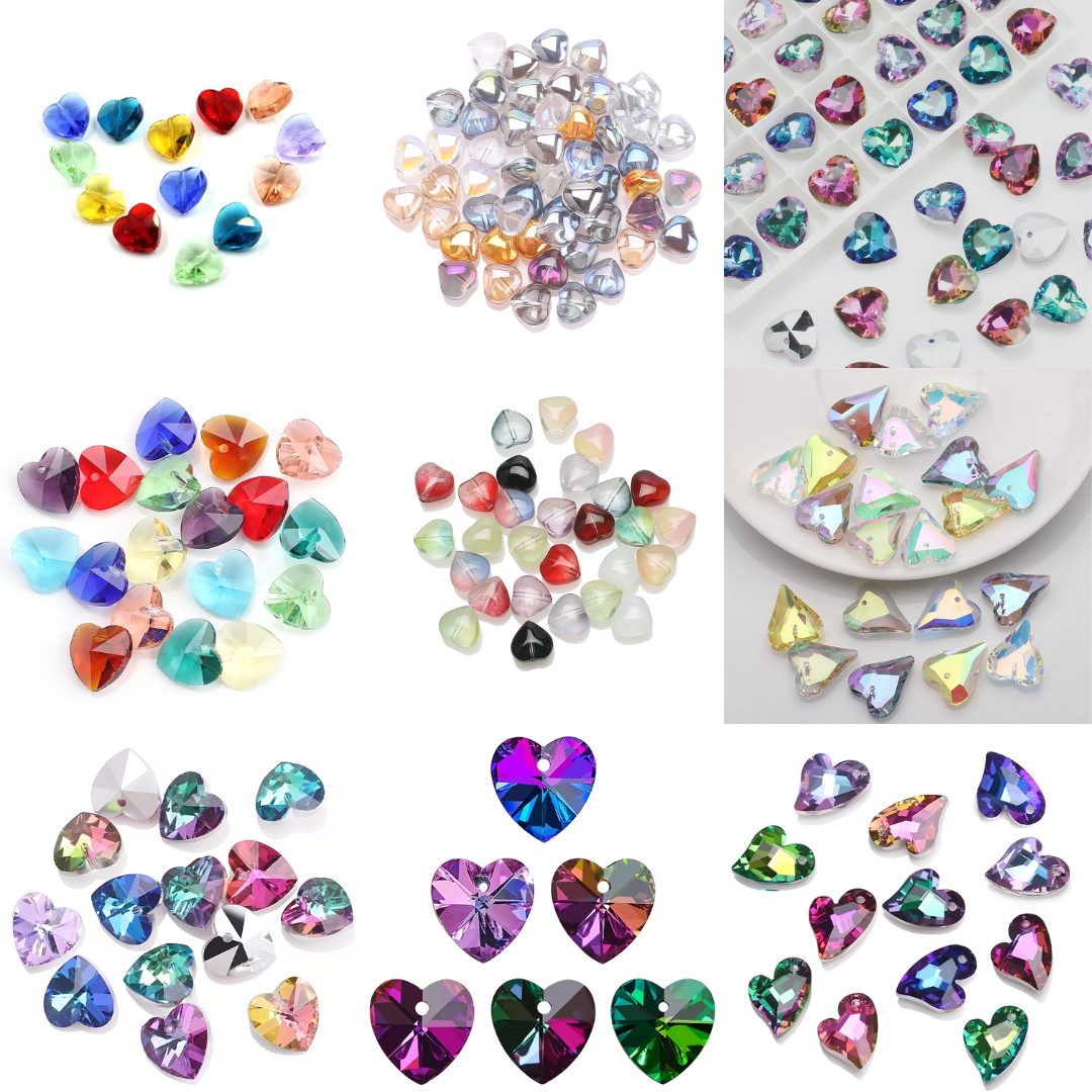 Charm Crystal Heart Pendant Green European Murano Czech Glass Love Heart Beads Handmade Earing Supplier Jewelry
