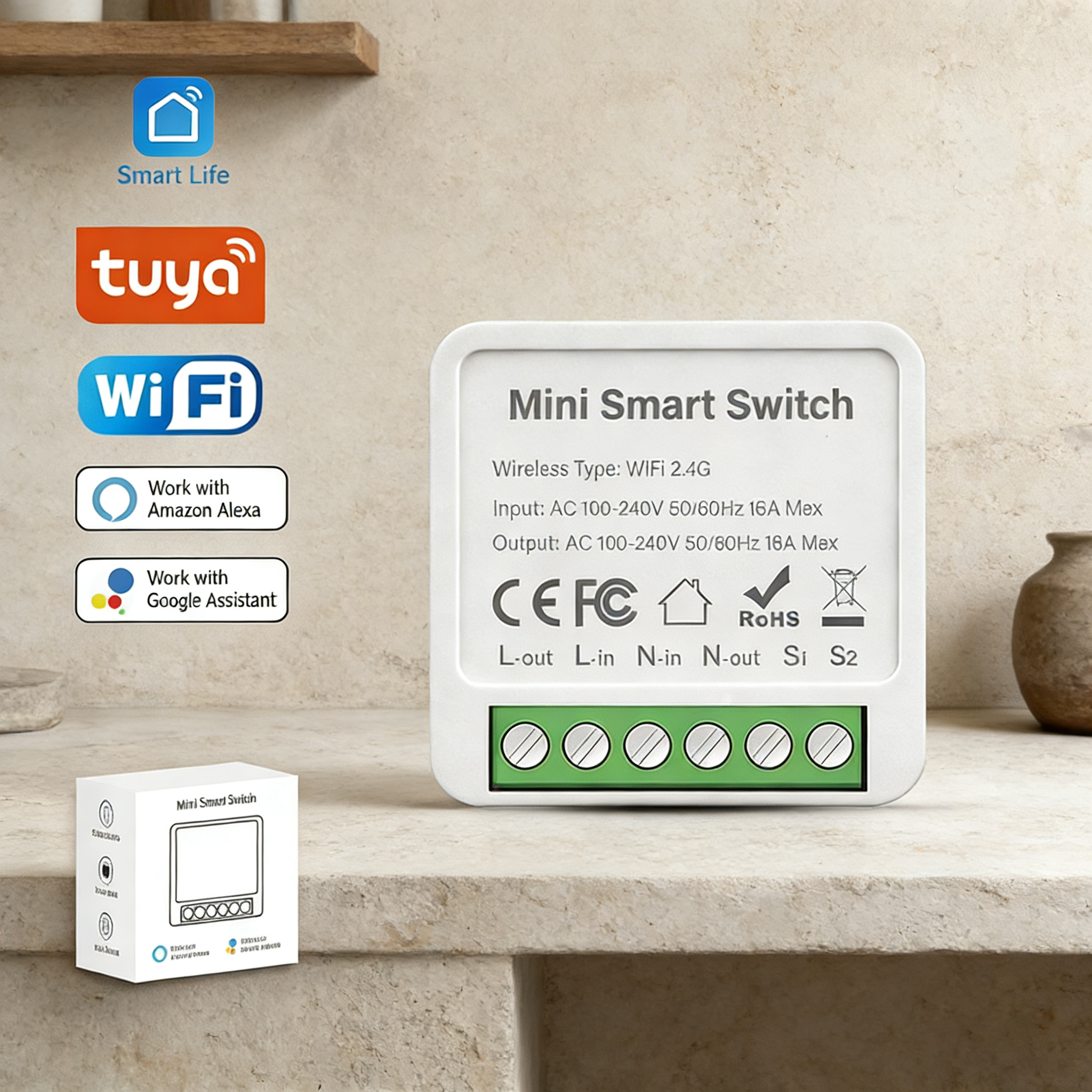 Mini WiFi Smart Switch eWeLink 10A Breaker Module Timer Relay Voice Wireless Remote Control for Alexa