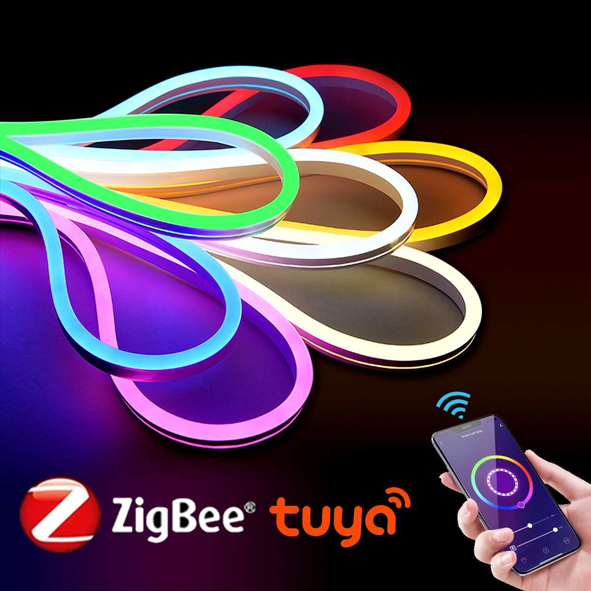 Zigbee 3.0 Neon LED Strip RGB Light USB 5V Tape Ribbon Dimmable Work With Tuya Smart Gateway Bridge SmartThings Alexa