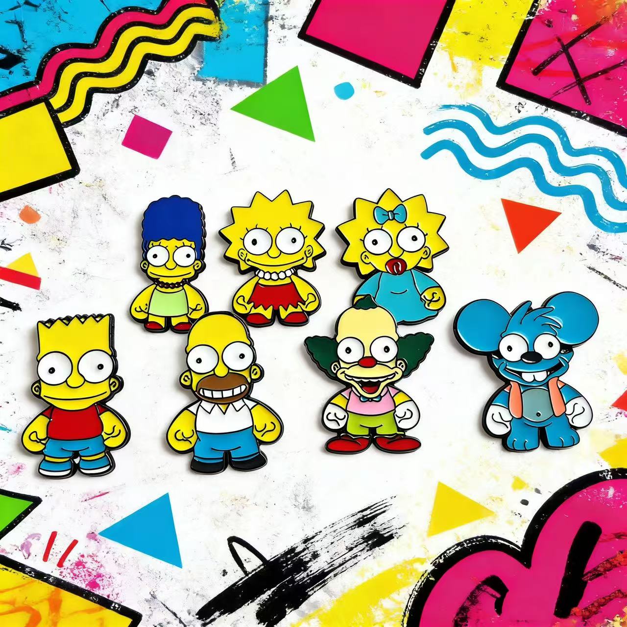 6/7pcs the Enameled Pins Set Featuring Homer Marge Bart & Lisa - Cute Brooch Badges for Backpack Collar Lapel Jewelry